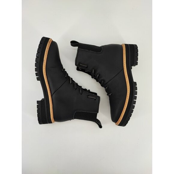 TOMS Women's Frankie Black Lace-up Lug Sole Combat Booties Size 5.5 US - Picture 5 of 8